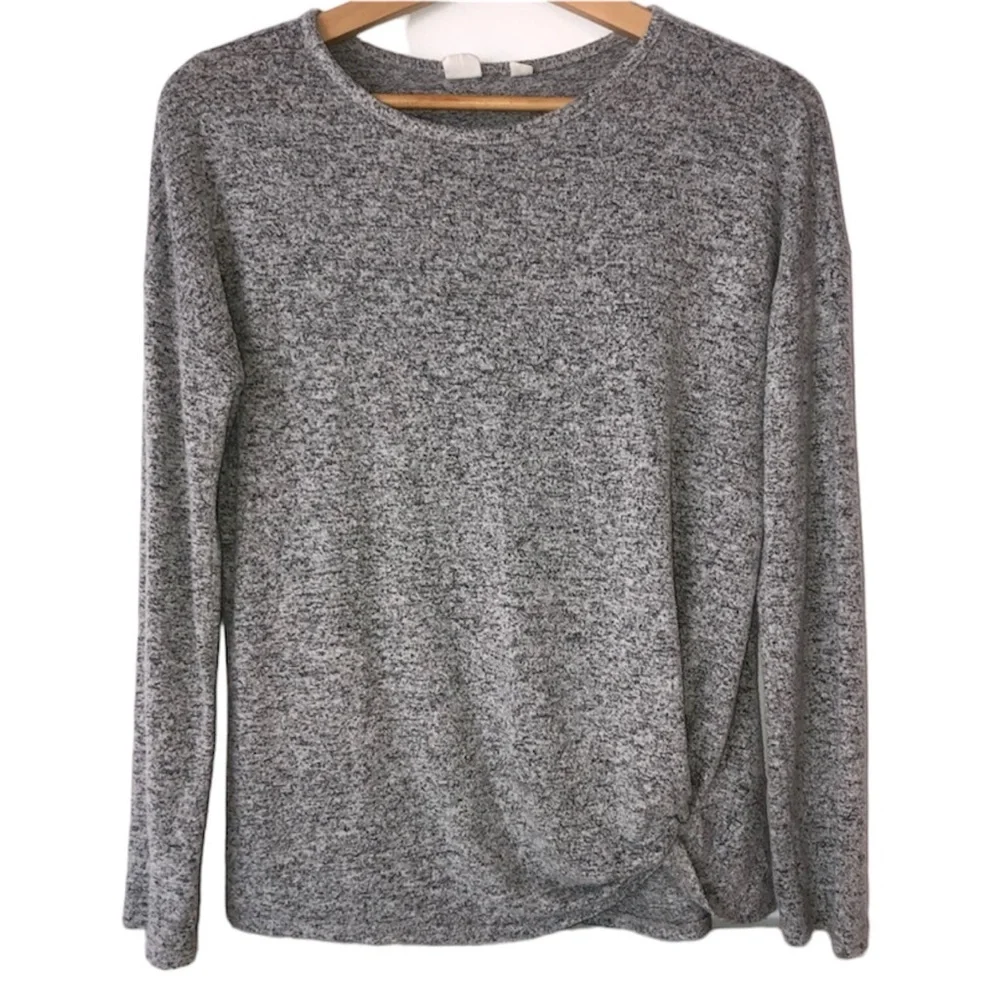 GAP Kids Long Sleeve Top with Twist Front Soft Spun Gray Girls Size XXL
